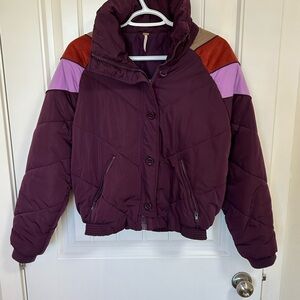 Free People Women's retro ski style Purple Puffer Jacket